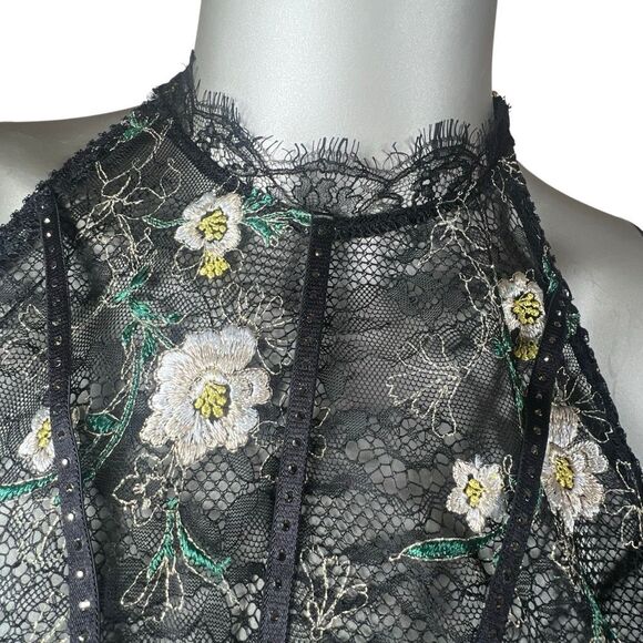 NWT Agent Provocateur Athena High Neck Lace Bra Top Black Multi Size 3 - Picture 7 of 16